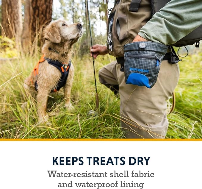 Ruffwear, Treat Trader Dog Treat Pouch, Hands-Free Waist-Worn, One-Handed Magnetic Closure, Belt (30-48 in) or Clip, Waterproof Food-Grade Lining, Zippered Pocket, Clicker Loop, Brown Bear
