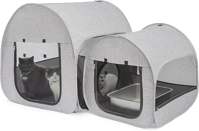 Portable Cat Playpen, Delivery Room, Enclosure, Postoperative Recovery, House Design for Better Standing, Foldable Pet Tent for Indoor and Outdoor Use, Cat Houses & Condos (Light Grey)