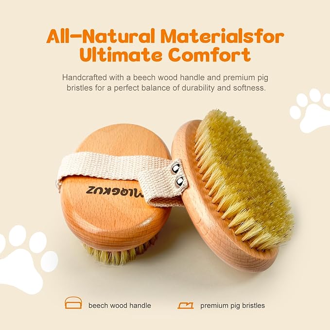 Professional Dog Brush Boar Bristle for Short-Haired Dogs - Reduces Shedding, Non-Slip Grip, Gentle Grooming