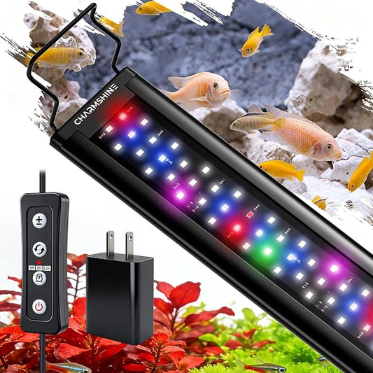 Aquarium Lights for Fish Tank 20 gallon, 24-30in Aquarium Plant Light USB Full Spectrum Fish Tank LED with Timer 6/8/12H ,Memory Function,Adjustable Brightness (Plug and Temp Strip Included)