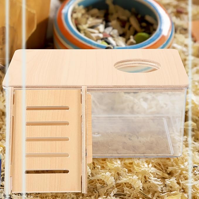 Ipetboom Hamster Sand Bath Kit Chinchilla Dust Bath House for Small Animals Transparent Reusable