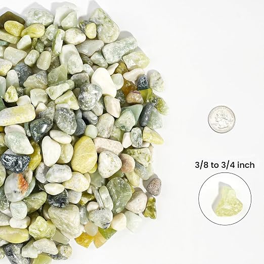 36 LBS River Rocks, StoneCreek, Decorative Garden Stones for Plant Landscaping, Polished Gravel Filler Pebbles for Home Decoration, Vases, Succulents, Flower Beds and Fish Tanks (Jade, Medium)