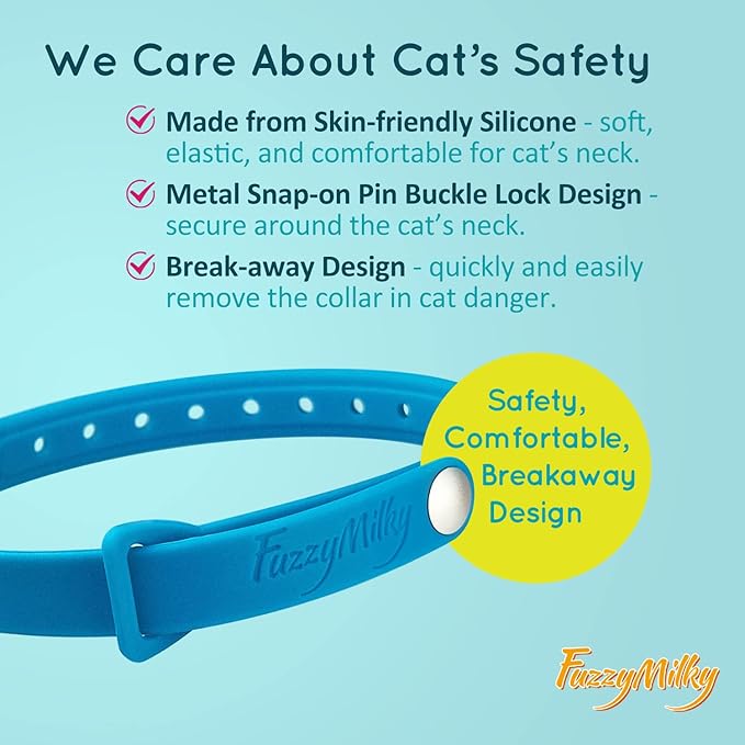 Calming Collar for Cats - Cat Collar Infused with Synthetic Pheromones - Cat Pheromone Diffuser Necklace for Anxiety Relief, Travel, Keeping Kitty Quiet - 4 Weeks Supply Each Collar (Blue, 4P)