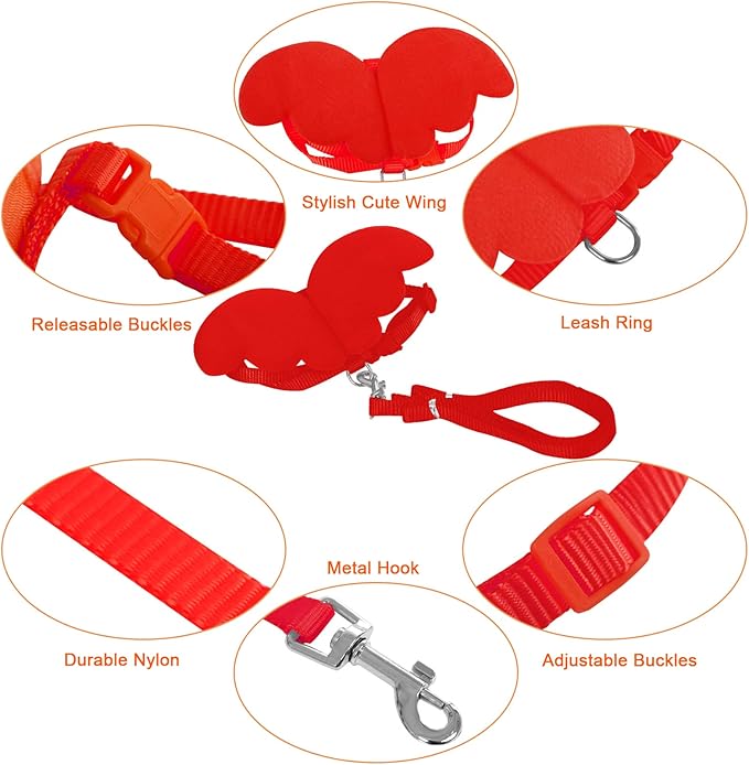 KAMA BRIDAL Duck Walking Harness and Leash Chicken Duck Outdoor Training Rope Adjustable Rope for Pet Poultry Hen Cock (M, Red)