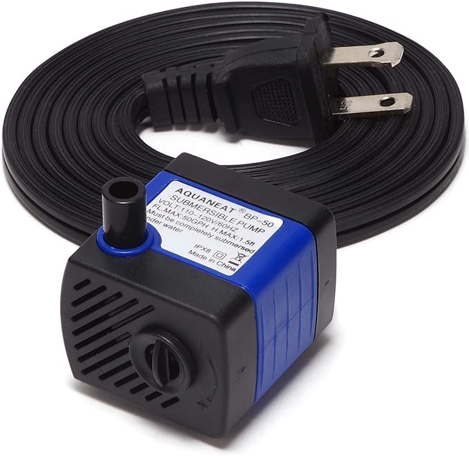 AQUANEAT Submersible Water Pump, 50GPH Fountain Pump, Small Water Pump, Aquarium Pump for Fish Tank, Outdoor Water Fountain, Hydroponics, Pond Filter Pump