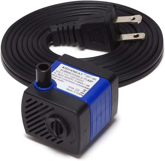 AQUANEAT Submersible Water Pump, 50GPH Fountain Pump, Small Water Pump, Aquarium Pump for Fish Tank, Outdoor Water Fountain, Hydroponics, Pond Filter Pump