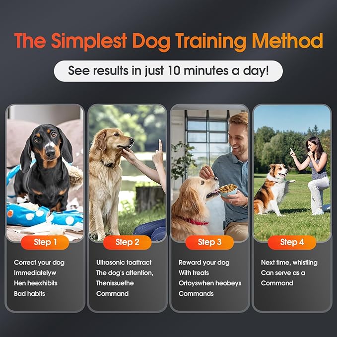 KIVORA 4 Pack Dog Whistle, Dog Whistle to Stop Barking, Adjustable Ultrasonic Silent Dog Training Whistle for Recall & Bark Control, 304 Stainless Steel Professional Whistle for All Dogs (Orange)