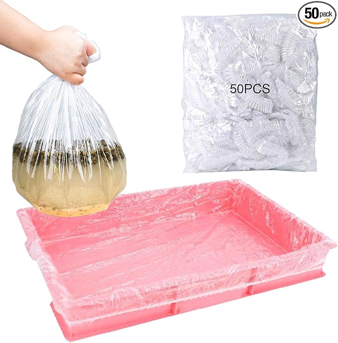 Disposable Small Animal Cage Liners, Rabbit Litter Box Lines Pet Tray Liner Bags Guinea Pig Cage Toilet Plastic Film for Bird Hamster Chinchilla Hedgehog (50 PCS, 30'')