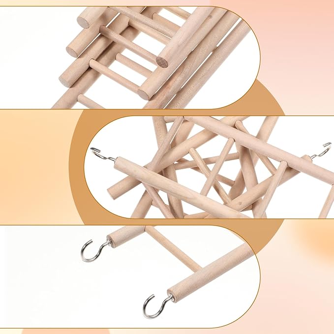 4 Pcs Wooden Bird Ladder Bird Toys for Parakeets Ladder Climbing Parakeet Toys Hanging Birds Ladders for Cage Cockatoo Toy for Parrots, Cockatoo, Lovebirds