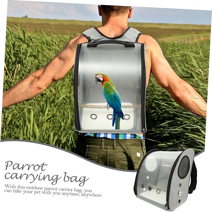 Milisten Parrot Carrier Backpack Breathable Design and Standing Perch for Outdoor Travel Portable Bird for Hiking Camping and Daily Walks