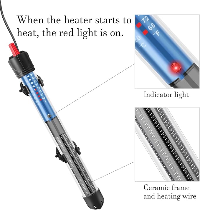 50W 100W 300W Submersible Aquarium Heater, Adjustable Glass Water Heater for 5 – 70 Gallon Fish and Turtle Tank (300W for 35-70 Gallon)