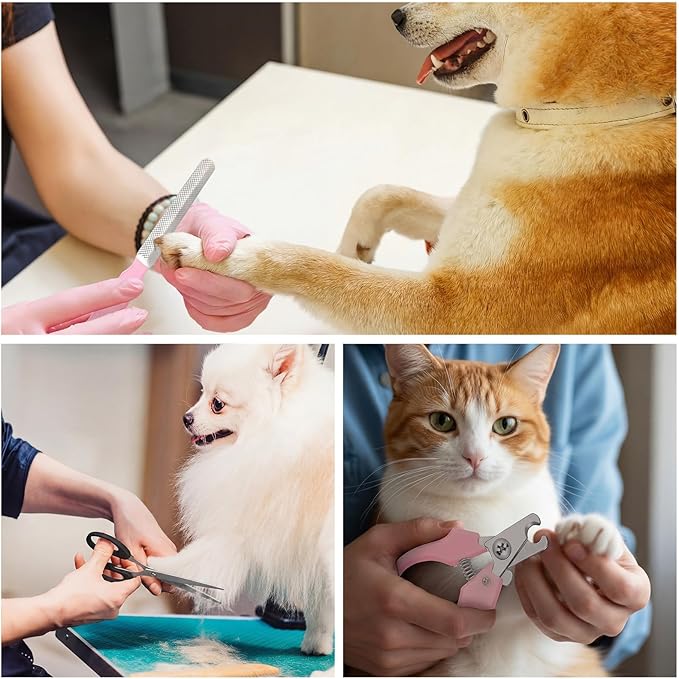 Yaomiao Dog Brush Grooming Kit 9 Pcs Kit with Pet Nail Clipper and File Cat Grooming Deshedding Undercoat Rake Comb for All Breeds Sizes Promotes Healthy Skin Coat(Fresh Color)