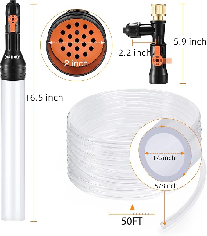 enomol Gravel Vacuum for Aquarium Water Changer Fish Tank Cleaning Tools,Siphon Universal Quick Pump Aquarium Water Changing (30ft) (Pack of 2)