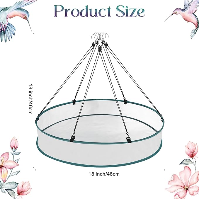 Bird Seed Catcher Tray for Hanging Bird Feeder Platform, 18 Inch Large Birds Feeder Trays with Adjustable Hanging Hoop for Outdoor Garden Lawn (18 inch-1 Pcs)