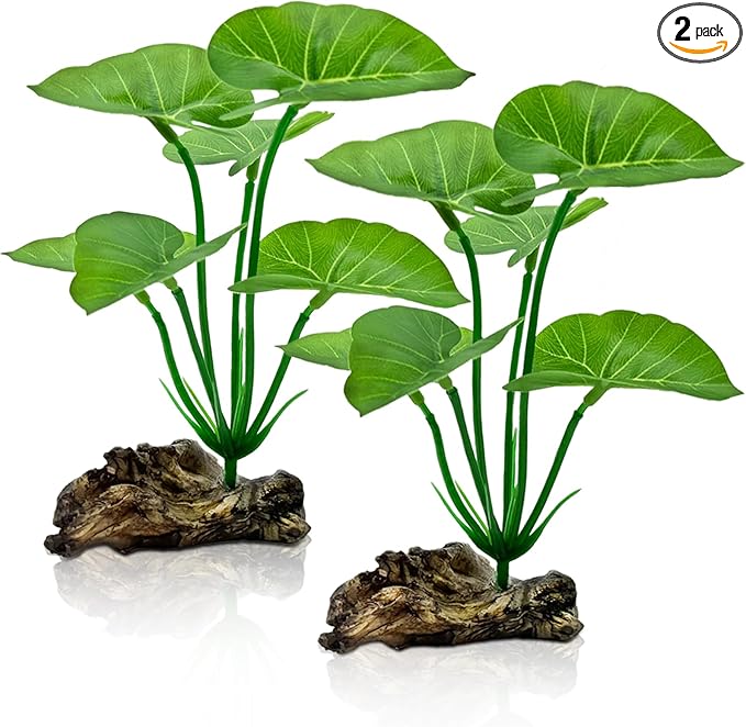 2-Pack Aquarium Decor Fish Tank Decorations 6-inch Betta Fish Tank Plants Leaf Hammock, Artificial Silk Aquarium Plants Betta Tank Accessories, Goldfish, Reptiles Plant Decor Driftwood