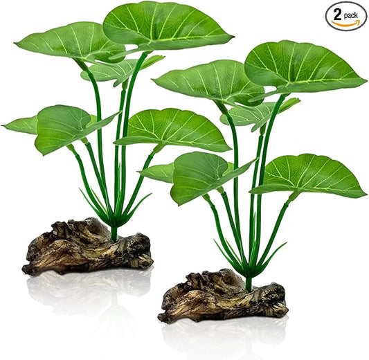 2-Pack Aquarium Decor Fish Tank Decorations 6-inch Betta Fish Tank Plants Leaf Hammock, Artificial Silk Aquarium Plants Betta Tank Accessories, Goldfish, Reptiles Plant Decor Driftwood