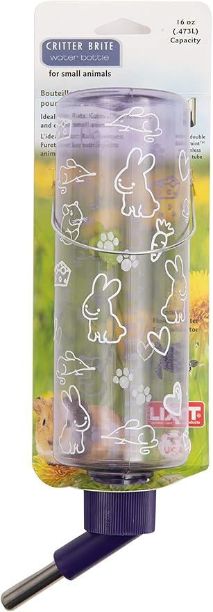 Lixit® Critter Bright Water Bottles for Hamsters, Rabbits, Chinchillas, Ferrets, Guinea Pigs and Other Small Animals - Made in USA (Blue (Pack of 2), 16 Ounce)