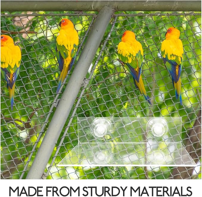 HANABASS Suction Cup Parrot Stand Platform Portable Acrylic Bird Perch for Windows Showers and Walls Flat Bird Stand for Small to Medium Parrots Parakeets Cockatoos and Macaws