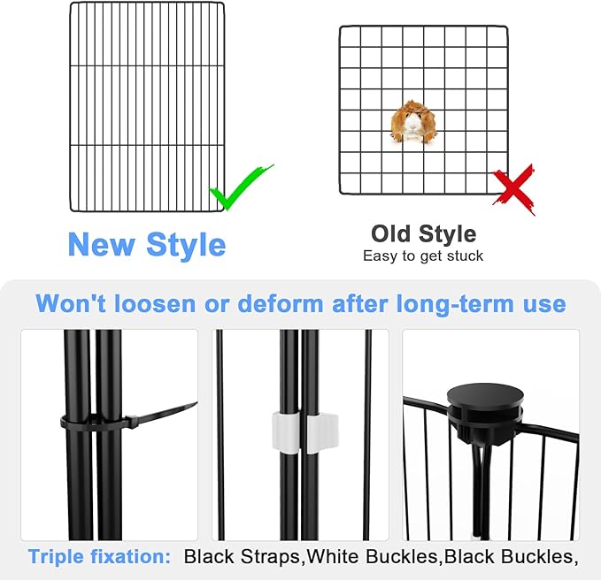 Tresbro Guinea Pig Cage with Waterproof PVC Bottom Liner & One-Hand Release Hook, Triple Fixing C&C Cage for Guinea Pigs, Bunny, Rabbit, Hedgehog, Small Animal Indoor Playpen 48''L x 24''W x 31.5''H