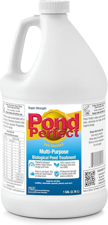 PondPerfect Natural Pond Bacteria Treatment – Liquid Formula for Pond Maintenance – Safe for Fish & Koi – Easy Dosing – 1 Gallon
