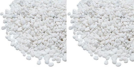 Mr. Fireglass 10 lbs White Pebbles,1/5" Natural Decorative River Rocks Aquarium Gravel for Indoor Plants, Vases, Succulents and Outdoor Garden Landscaping (Pack of 2)