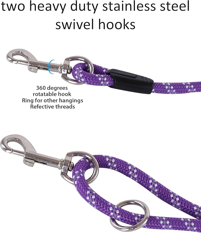 Heavy Duty Dog Leash for Large, Medium, Small Dogs - 10FT/16FT/30FT/50FT/100FT, Reflective Threads, Ideal for Walking, Playing, Camping, or Yard