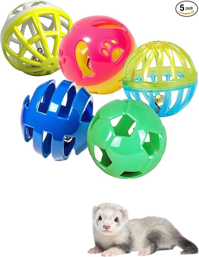 5-Pack Ferret Toys,1.5in Balls, Bells, for All Ferrets (1.5'')