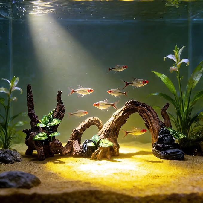 Large Fish Tank, Sunken Wood Decoration, Aquarium Accessories, Artificial Driftwood Landscape Center Ornaments, Suitable for Decorating Fighting Fish, Shrimp, Goldfish, and Reptiles