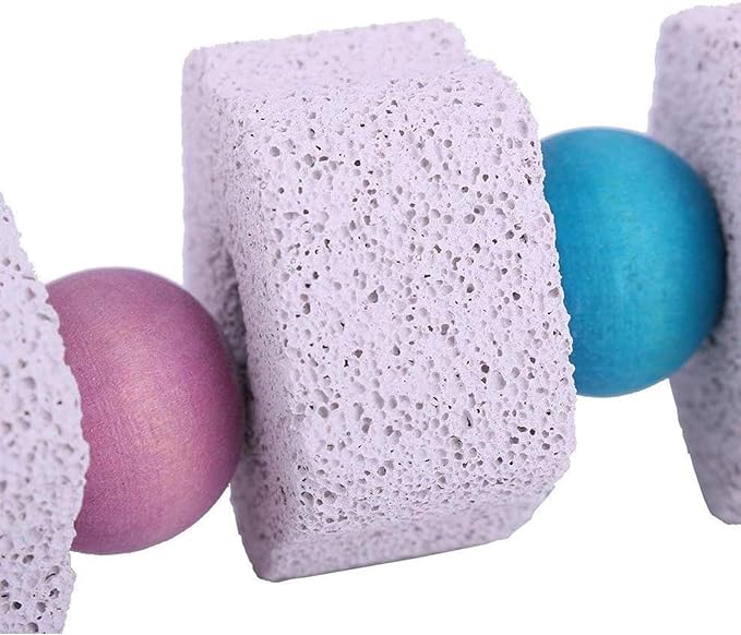 2Pcs Parrot Bird Chewing Toy, Bird Beak Grinding Stone with Bell, Lava Block Calcium Supplement Food for African Greys Amazon Conure Eclectus Budgies Parakeet Cockatiel Hamster Chinchilla Rabbit