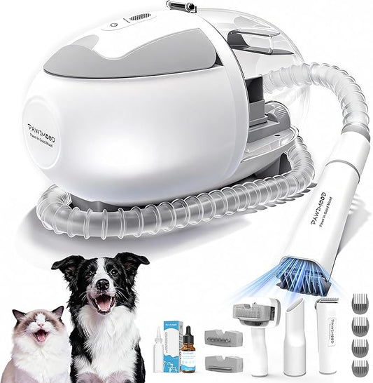 Dog Grooming Vacuum with 2L Dust Cup & 13000Pa Suction, 5-in-1 Low Noise Pet Grooming Kit with Clipper & Steam Brush for Shedding, Dog Vacuum for Dogs and Cats