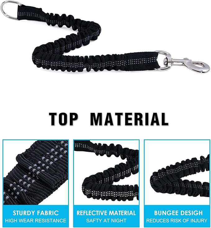 Long Dog Leash with Reflective Threads 15FT 20FT 30FT 50FT,Heavy Duty Bungee Dog Leashes for Small Medium Large Dogs,Shock Absorbing Training Leash for Walking,Hunting,Camping&Yard