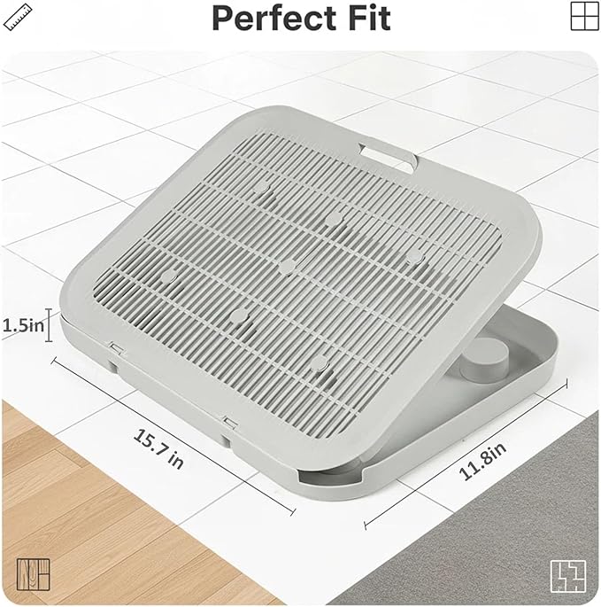 Flip-Top Lid Cat Litter Mat, Double-Layer Litter Trapping Pad with Non-Slip Waterproof Base, Easy Clean Durable Floor Mat for Kitty Litter Box