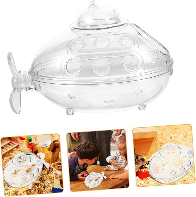 Hemoton Transparent Submarine-Shaped Hamster Sand Bath Box for Small Pets Multi-Functional Sand Bathroom and Toilet Accessory for Hamsters Mice and Chinchillas