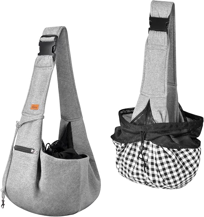 CUBY Dog and Cat Sling Carrier - Small Dog Carrier Sling with Adjust Strap & Zip Pocket, Hands Free Soft Dog Slings for Small Dogs Cats Puppy Pets Outdoor Travel Safety Purse Bag