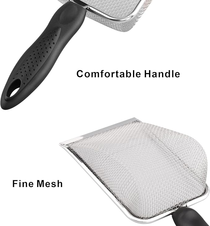 Aiicioo Reptile Stainless Steel Sand Scoop Metal Shovel Sifter Fine Mesh Terrarium Substrate Cleaner Corner Sifter Pooper Scooper Cat Scoop for Reptile Litter Box