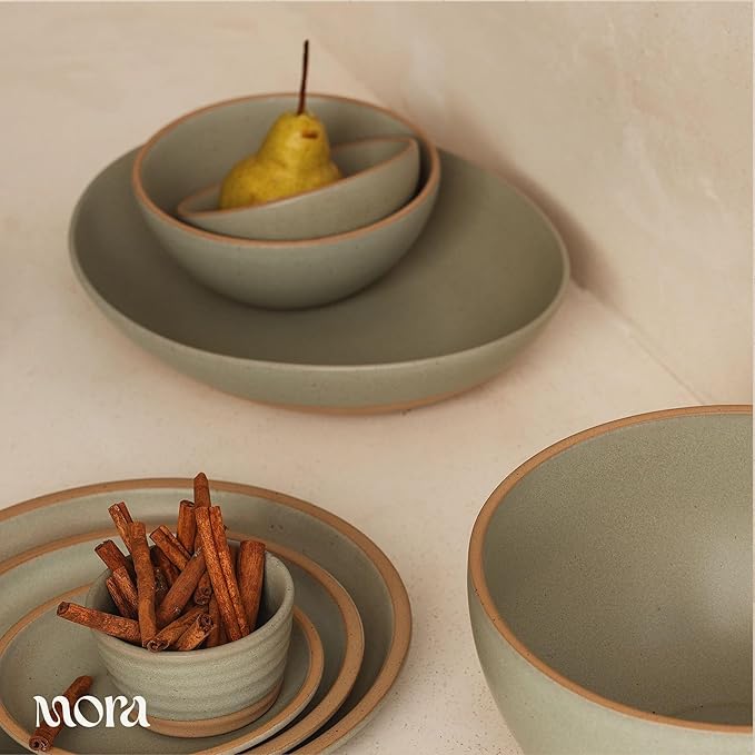MORA Small Bowls Set of 4, 16oz Ceramic Pottery Dessert Bowls - Microwave, Oven and Dishwasher Safe - Harvest