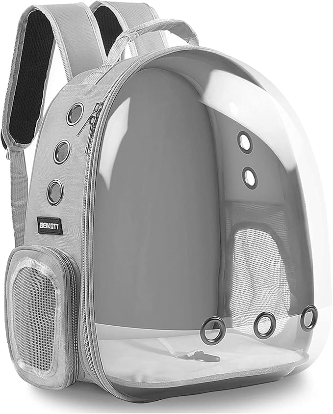 Cat Backpack Carriers, Dog Backpack, Pet Backpack for Small Cats Puppies Dogs Bunny, Airline-Approved Ventilate Transparent Bubble Backpack for Travel and Outdoor(Grey)