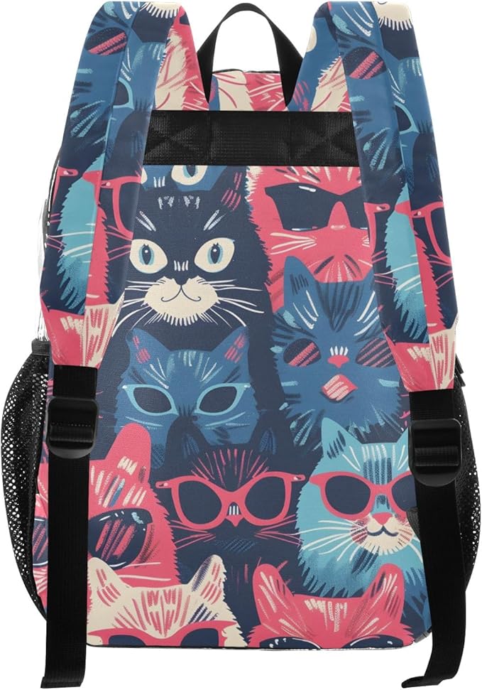 Bolaz Clear Backpack for School Cats Wear Glasses Transparent Bookbag for Girls See Through PVC Boy Backpacks