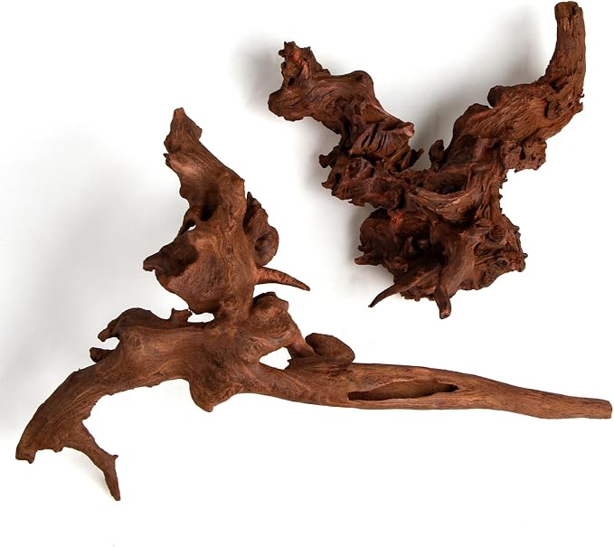 2pcs emours Natural Mopani Wood Fish Tank Decor Aquarium Driftwood Terrarium Wood, 11-16 in