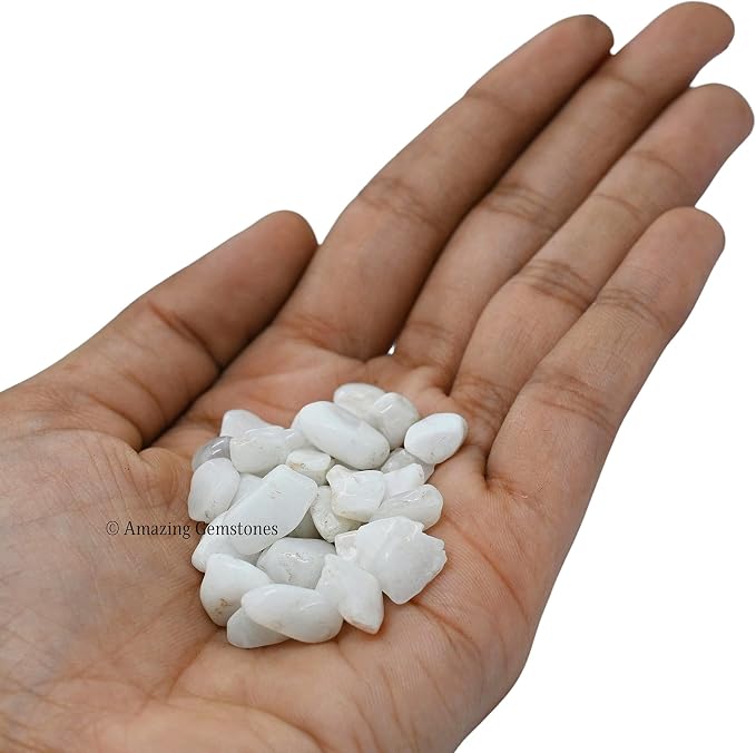 Snow Quartz Crystal Chips Aquarium Gravel Rocks - Snow Quartz Chips Bulk Fish Tank Gravel, Small Tumbled Stone Chips and Tiny Crystals for Decoration (Natural AAA Grade Gemstones)