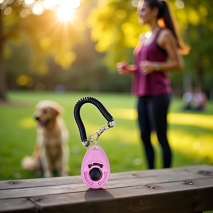 1pc Pink Clicker Easy to Use with Button Dog Training Accessories Strong and Long-Lasting,Training and Behavior Aids
