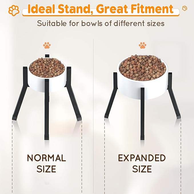 Raised Dog Bowl Stand Medium-Sized Dogs with Adjustable Width (7.9-11"),Single Food and Water Stand Feeder(Bowls Not Included)