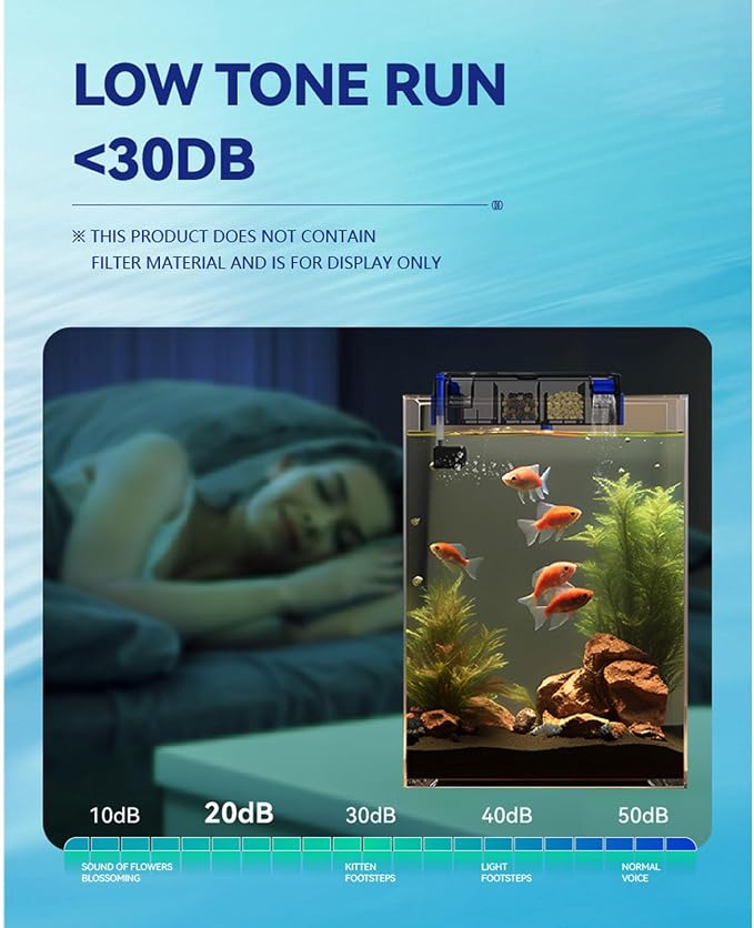 Hang On Back Aquarium Filter, Ultra Quiet Multi Stage Filtration System