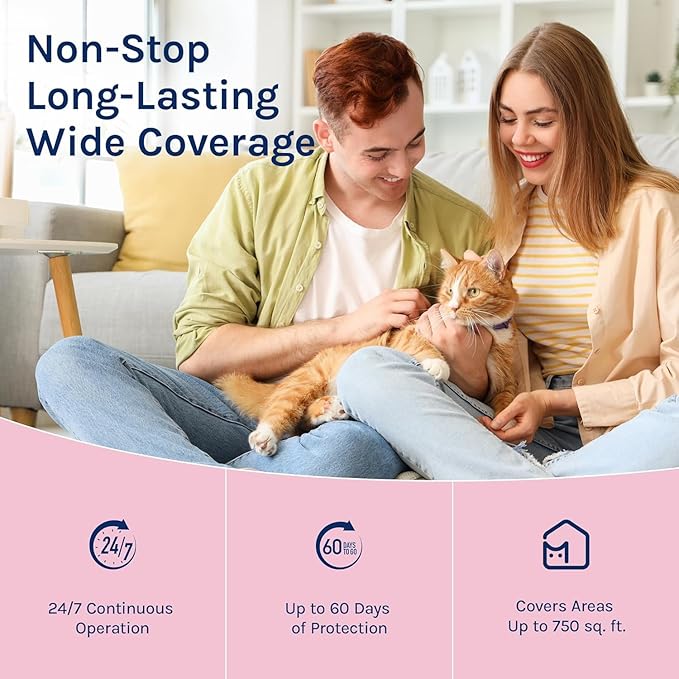 Cat Calming Pheromones Diffuser: 2 Classic Cats Plug-in Refill Diffusers for Relaxation & Comfort - Reduce Stress Barking & Scratching - Indoor 60 Days Supply