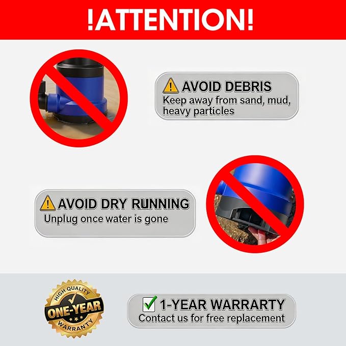 MEDAS 1HP 3434 GPH Sump Pump Submersible Clean/Dirty Water Pump Portable Utility Pump with 16.4ft Cord for Swimming Pool Garden Basement Tub Pond Draining