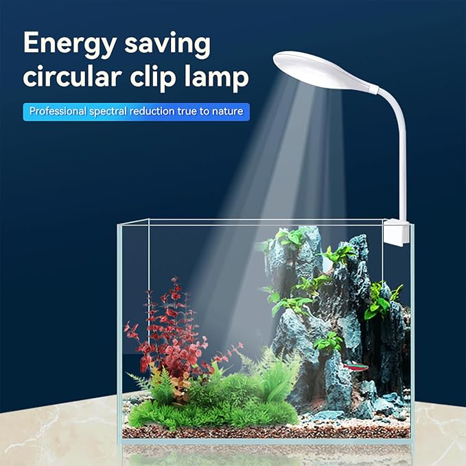 0.5-5 Gallon Fish Tank Clip On Aquarium Light with White Blue Red LEDs Small Aquarium Light,Full Spectrum Fish Tank Light with USB Port and 360 Degrees Flexible Rotate