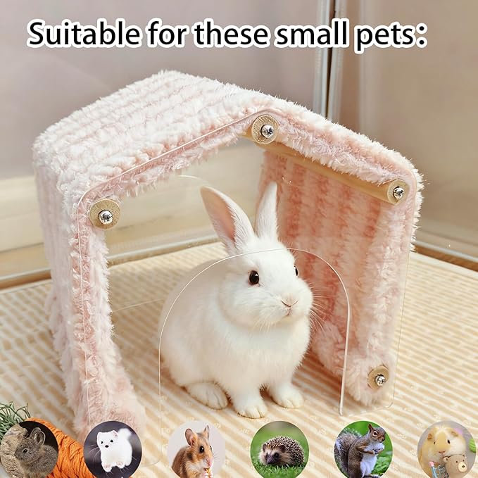 Guinea Pig Hideout Tunnel Rabbit Hide House Detachable Hideaway for Hamster Bunny Chinchilla Hedgehog Small Animal (Pink)