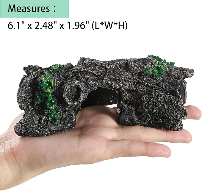 Aquarium Resin Hollow Tree Trunk Betta Log Aquarium Decorations Ornament Fish House Cave Wood House Decor for Fish Tank, Medium