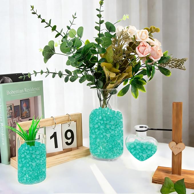 QEQEKAKA Sea Glass Stones for Crafts 0.5LB Mint Green Pebbles Gemstone Bulk | Small Glass Stones for Beaching Wedding DIY Decor Aquarium Turtle Tank Vase Filler (187g/6.6oz)