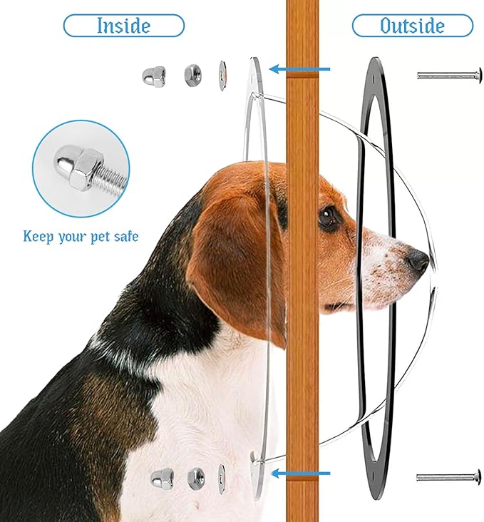 2 Pack Dog Fence Window with Air Holes Clear Pet Bubble View Dome Door Peek Small Round Window for Doggie/Cat/Horse Outside Playground Garden Diameter 12.44 Inch Deep 4.92 Inch